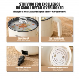 1, 8L Dual-Layer Electric Hot Pot with US Plug - 110-130V, 3-in-1 Multi-Functional Cooker for Steaming, Boiling, Frying & Braising, Compact Design for Home Kitchen, Halloween & Holiday Cooking, Kitchen Appliance, Modern Kitchenware, Durable Kitchen Item