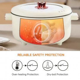 [Non-Stick Electric Pot] Non-Stick White Single-Layer Electric Pot | Multi-Function Electric Stew Pan Cookware