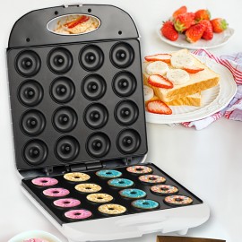 16-Cavity Donut Maker Machine - Double-Sided, 110V, No Battery Needed, Perfect for Breakfast Sandwiches, Cakes, and Desserts, Kitchen Appliance with Easy-Use Controls, Donut Making Machine, Dessert Preparation, Modern Kitchenware, Durable Plastic Body