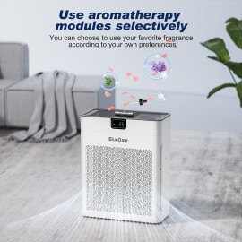 BlueDate Air Purifiers for Home Large Room Up to 1100 Sq Ft with PM 2.5 Display Air Quality Sensor for Pet Hair, 25dB Sleep Mode, Auto Mode, Timer, Aromatherapy, HEPA Air Purifier for Bedroom