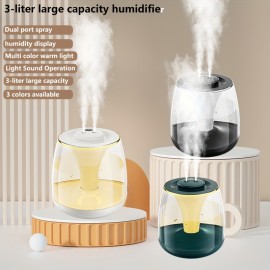 101.44oz Large Capacity Humidifier with Dual Nozzle Mist, Silent Operation, Digital Humidity Display, 7-Color Night Light, Overflow Protection, USB-Powered, for Home, Office, Humidifier For Home, Office Humidification, Modern Humidifier