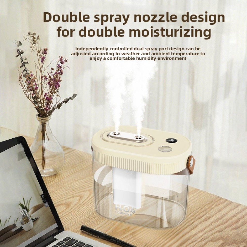Low noise sonic technology humidifier, high capacity USB portable desktop sprayer, dual nozzle transparent design, no battery required - modern design, humidifier suitable for bedroom use, simple appearance, suitable for small space home users., Air