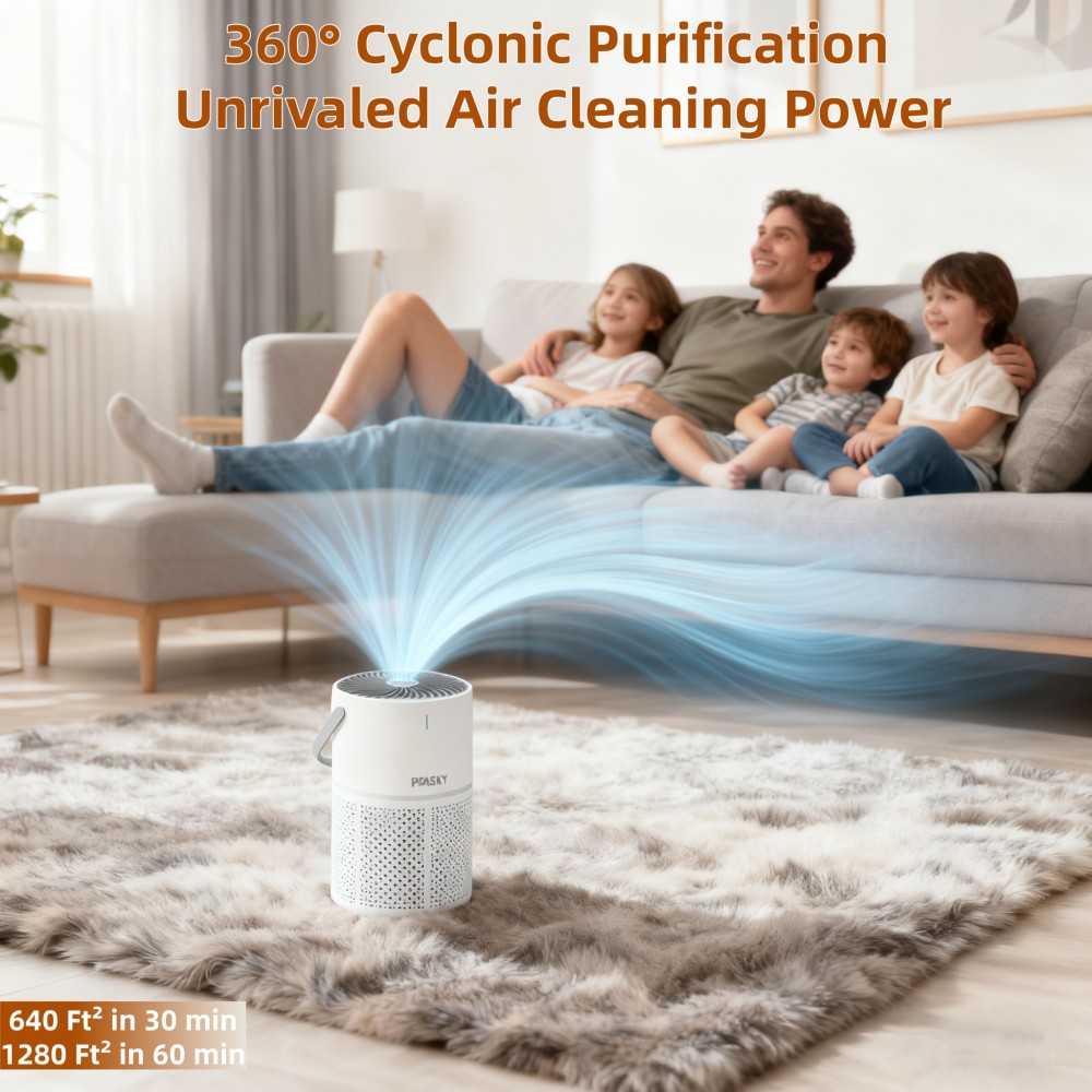 Air Purifier with HEPA Filter, Quiet Operation, Scented Sponge & Timer Mode - for Home, Office, Living Room, Bedroom - Ideal Christmas Gift - USB-Powered - No Batteries