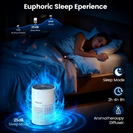 Air Purifier with HEPA Filter, Quiet Operation, Scented Sponge & Timer Mode - for Home, Office, Living Room, Bedroom - Ideal Christmas Gift - USB-Powered - No Batteries