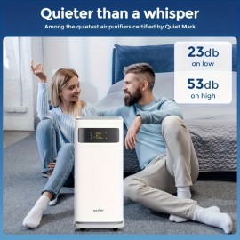 Powerful Portable Air Purifier with True HEPA H13 Filter, Smart App Control, 4-in-1 Air for Allergens, Dust, Smoke, Odors, Pollen, Pet Dander, Mold Spores, 99.99% Efficiency, 0.1, Quiet Operation, Compact & Stylish Design for Home, Car, Office, Large Room Coverage, Energy-Efficient, Durable & Easy Maintenance, Black/White, Ideal for Allergen-Free Air, Air Purifier For Home, Car Air Purifier, Smoke Eliminator, Purifier Air, Home Air Purifier, Air Filter For Home,