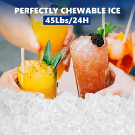 Nugget Ice Maker Countertop, 44Lbs/400lbs /24H Pebble Ice Maker Machine, Self-Cleaning Pellet Ice Machine with Ice Scoop&basket, Sonic Countertop Ice Machine for Home/Kitchen/Office (Black/Sliver)