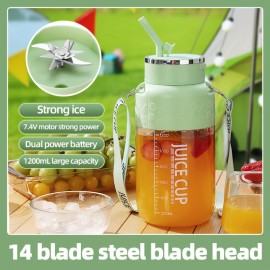 1200 milliliters capacity, universal for all seasons, large-capacity wireless portable juicer bucket, electric sports cup-style fresh fruit juicer, 10sets of stainless steel blades, powerful motor, highly suitable for outdoor fresh juice extraction.