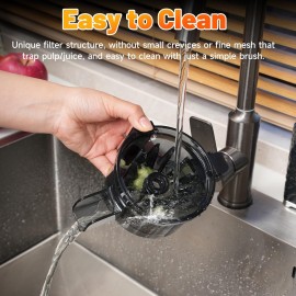 Cold Press Juicer, Slow Juicer Machine Easy To Clean, Self-Feeding Masticating Juicer With Large Feed Chute For Whole Fruits And Vegetables, High Juice Yield, Gray