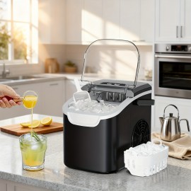 Portable Countertop Nugget Ice Maker with One-Touch Self-Cleaning, 35lbs/24H & 7-Minute Ice Production, Soft Chewable Nuggets, Includes Scoop & Basket, Stainless Steel Design for Home, Kitchen, Office, Parties (Black), Chewable Ice Maker, Kitchen Appliance, Modern Kitchenware, Easyclean Machine