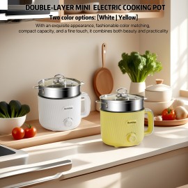 [Electric Hot Pot] An 18Cm American-Style Double-Layer Electric Hot Pot, Electric Frying Pan, And Multifunctional Electric Cooker Suitable for Students And Dorms. This All-In-One Pot Is Perfect for Hot Pot And Various Delicious Dishes, Featuring Adjustable Heat Settin