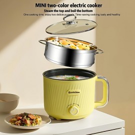 [Electric Hot Pot] An 18Cm American-Style Double-Layer Electric Hot Pot, Electric Frying Pan, And Multifunctional Electric Cooker Suitable for Students And Dorms. This All-In-One Pot Is Perfect for Hot Pot And Various Delicious Dishes, Featuring Adjustable Heat Settin