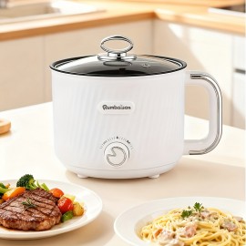 60.87oz Electric Hot Pot with Non-Stick Inner Liner - Multi-Functional Electric Cooker, Even Heating, 110V/220V Compatible, for Kitchen, Dorm, Office, Instant Noodles, Grilling - Thanksgiving & Christmas Gift, Dormitory Cooking, Compact Design