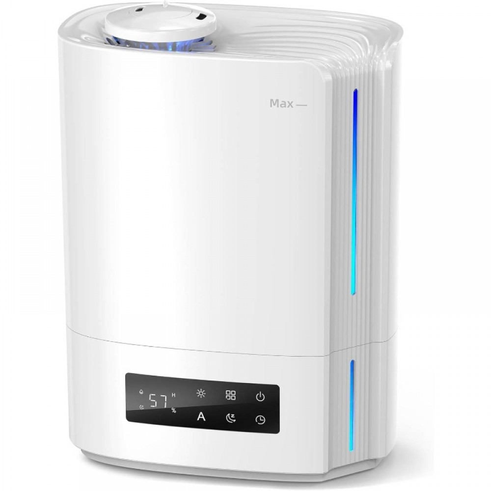 1.59gal Large Cool Mist Humidifier for full - 60-Hour Top-Fill Tank, Soundwave technology Quiet Operation, Humidistat Control & Diffuser for essential Oils, Nursery/Bedroom/Whole House Humidifiers, White