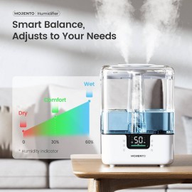 1 Pack Large Room/Bedroom Humidifier 1.59gal Top-Fill Cool Mist with Essential Oil Diffuser, App & Voice Control (Alexa/), 7-Color Night, Auto-Restart Operation for Nursery, Home, Whole House - Easy-Fill System, White