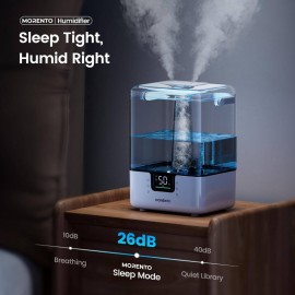1 Pack Large Room/Bedroom Humidifier 1.59gal Top-Fill Cool Mist with Essential Oil Diffuser, App & Voice Control (Alexa/), 7-Color Night, Auto-Restart Operation for Nursery, Home, Whole House - Easy-Fill System, White