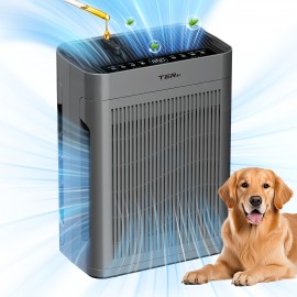 Air Purifier for Home Large Room Bedroom Up to 2500 Sq Ft with Washable Filters, H13 Hepa Double-Sided Air Filter Purifier PM 2.5 Sensor, Air Cleaner for Dust, Pets, Smoke, Pollon 22dB (White/DarkGrey)