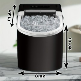 Hailang Countertop Ice Maker With Handle, Produces 26 Lbs Of Ice In 24 Hours, Makes 9 Cubes In 7 Minutes, Portable Ice Maker With Basket And Scoop, Ideal For Home/Kitchen/Camping, Black