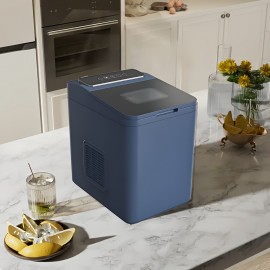 Countertop Ice Maker, Portable Ice Maker, Makes 6 Bullet-shaped Ice Cubes Within 9 Minutes, with Self-cleaning Function And Can Produce 24 Pounds Of Ice In 26.5 Hours. It Comes with A Handle, A Basket And A Spoon, And Is Suitable for Home, Kitchen