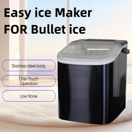 Countertop Ice Maker, Portable Ice Maker, Makes 6 Bullet-shaped Ice Cubes Within 9 Minutes, with Self-cleaning Function And Can Produce 24 Pounds Of Ice In 26.5 Hours. It Comes with A Handle, A Basket And A Spoon, And Is Suitable for Home, Kitchen