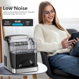 35Lbs/ Day Countertop Ice Maker, 24 Cube Ices in 6 Mins, 2 Ice Sizes, Portable Ice Maker, Compact Countertop Ice Maker, Ice Scoop & Basket for Home/ Office/ Party, Black, Ice Maker with Handle, Large Capacity Ice Making Machine