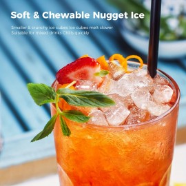 Multi-Gauge Commercial Ice Machine Countertop, 28/35/45 Lb/Day, Self-Cleaning, 24 Hour Timer, LED Panel with Ice Scoop, Bullet Ice/Nugget/Cube Ice Maker, Home/Bar/Party, with Ice Basket