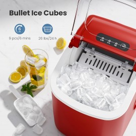Bullet Ice Makers Countertop with Ice Scoop & Basket, Ready In 6 Mins, Self-Cleaning Ice, Portable Machine for Home, Office, Kitchen