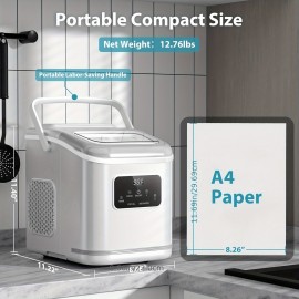 Ice Maker Machine Countertop Self Cleaning Portable Compact Small Bullet Ice Maker with Digital Screen, 9 Cubes In 6 Mins, 26lbs In 24Hrs, for Camping Dorm Home Outdoor., Ice Maker with Handle, Ice Maker Machine Countertop with Handle