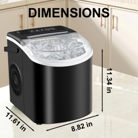 Countertop Ice Maker with Handle, Produces 26 Pounds Of Ice Within 24 Hours And 9 Ice Cubes In 7 Minutes. Portable Ice Maker Includes Ice Basket And Scoop, Suitable for Home/kitchen/camping/apartment Use., Home Ice Machine, Kitchen Appliance, Sleek