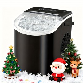 Countertop Ice Maker with Handle, Produces 26 Pounds Of Ice Within 24 Hours And 9 Ice Cubes In 7 Minutes. Portable Ice Maker Includes Ice Basket And Scoop, Suitable for Home/kitchen/camping/apartment Use., Home Ice Machine, Kitchen Appliance, Sleek