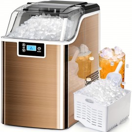 45Lbs Nugget Ice or 26Lbs Bullet Ice Maker or 4L Mini Fridge for Options, Pellet Ice Maker Machine with 24H Timer, Nugget Ice Maker Countertop, Self-Cleaning Pebble Countertop Ice Maker with Crushed Ice for Home Black