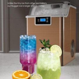 45Lbs Nugget Ice or 26Lbs Bullet Ice Maker or 4L Mini Fridge for Options, Pellet Ice Maker Machine with 24H Timer, Nugget Ice Maker Countertop, Self-Cleaning Pebble Countertop Ice Maker with Crushed Ice for Home Black