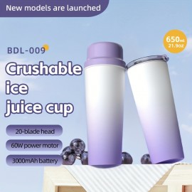 Portable Blender Juice Cup for Shakes and Smoothies, 21.9oz|650ml Free Travel Cup and Lid, Durable Stainless Steel Blades for Powerful Blending Performance, keep cold&heat | Powerful crushed ice function, safety anti-mistouch design, 20-blade head