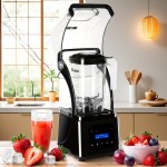 Commercial Quiet Blender | 61oz Smart Blender | Kitchen Blender with Soundproof | 5 Auto Programs | 1.8L Thickened Safe Jar | Triple Noise Reduction | Removable Splash Guard | Continuous Heavy-Duty Use, Self-Cleaning for Smoothies & Soups