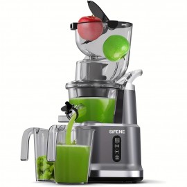 Cold Press Juicer Machine, SiFENE Slow Masticating Juicer, 83mm Wide Chute For Whole Fruits & Vegetables, Easy To Clean, High Yield, Non BPA, Gray